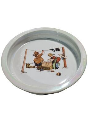 Vtg RWC Bavaria Germany porcelain transferware childs plate bowl images of play